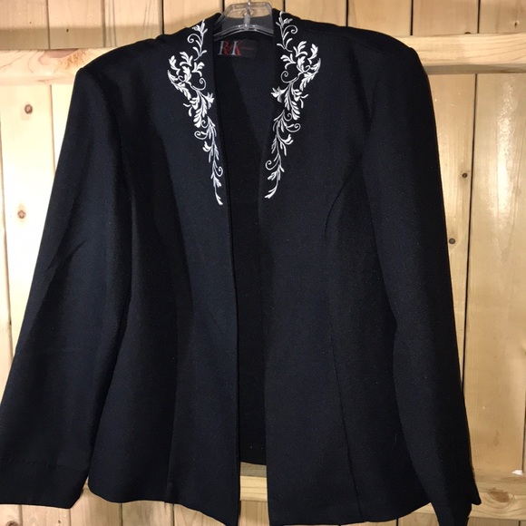 R&K Jackets & Blazers - R&K Black Embroidered Suit Jacket